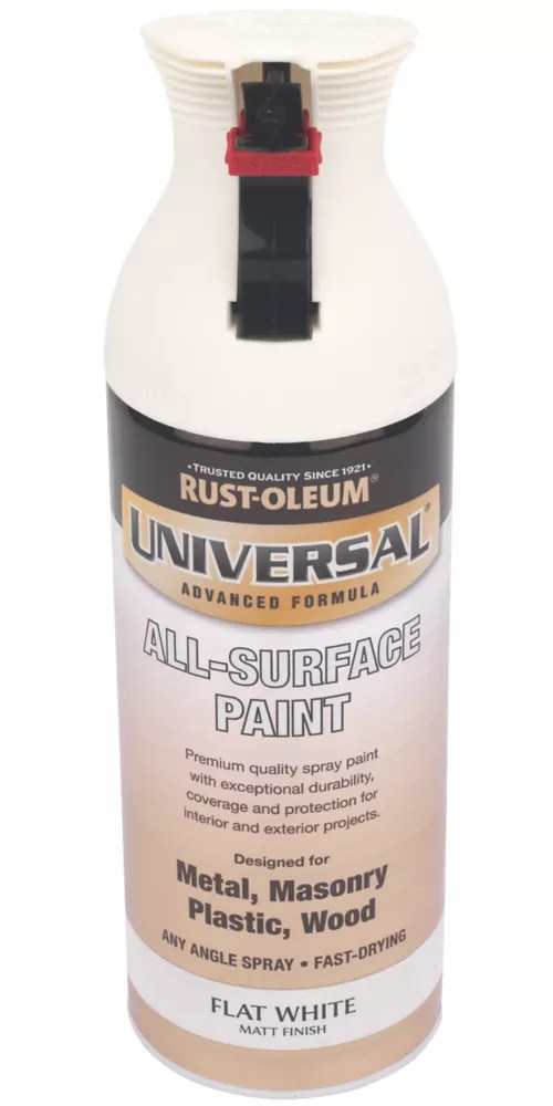 Rustoleum Universal Spray Paint Matt White 400ml Screwfix