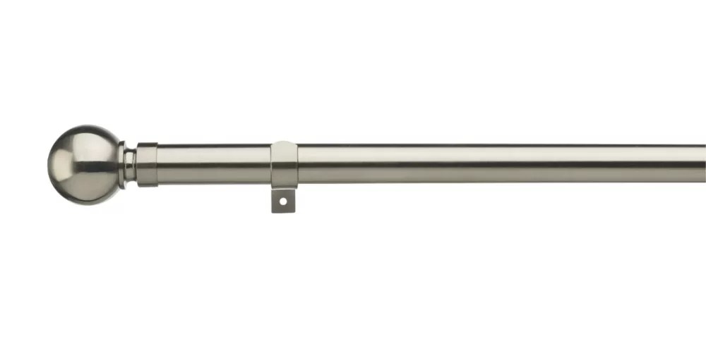 Universal Metal Eyelet Curtain Pole Satin Steel 28mm x 3m Screwfix