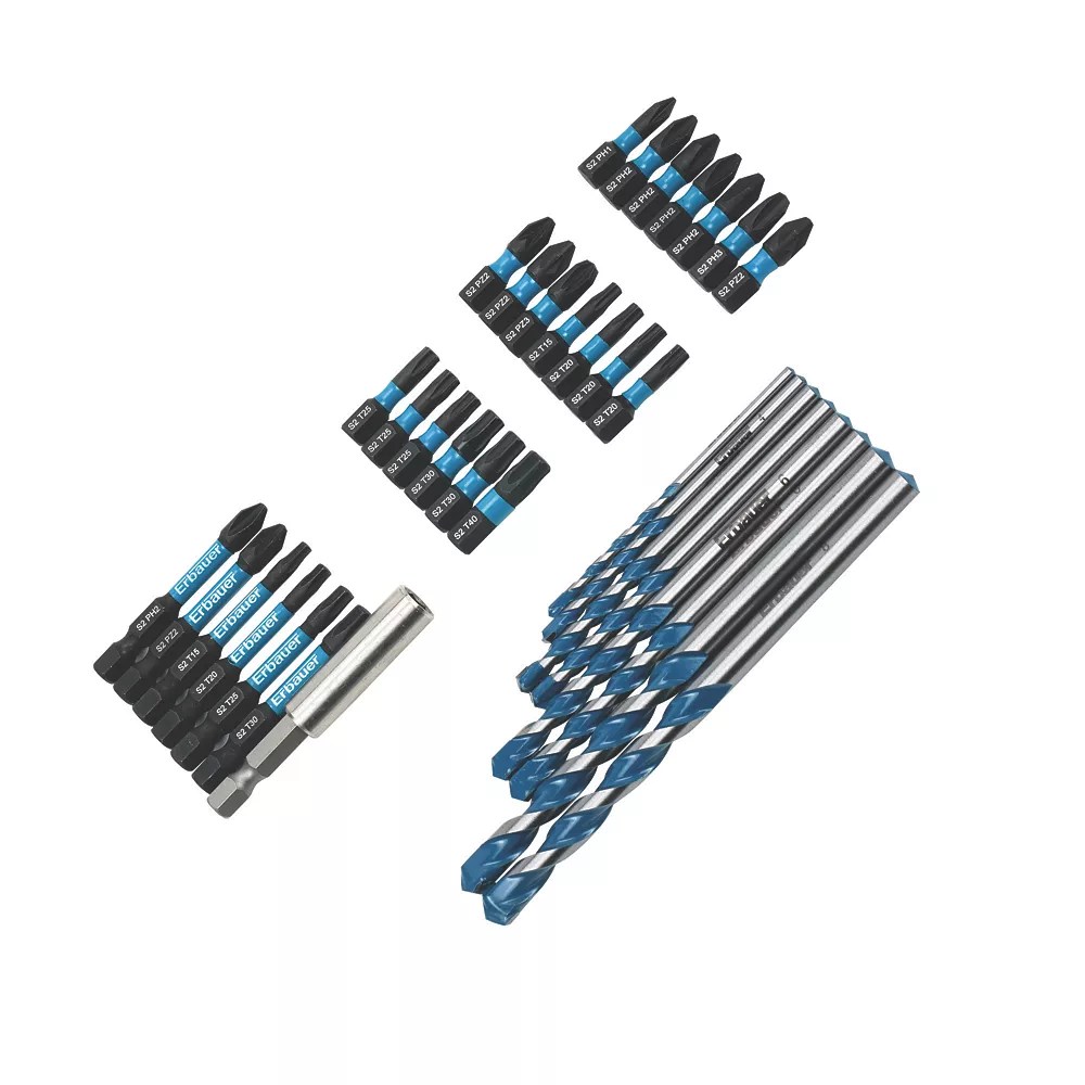 Erbauer MultiMaterial Drill Bits 35 Piece Set Screwfix