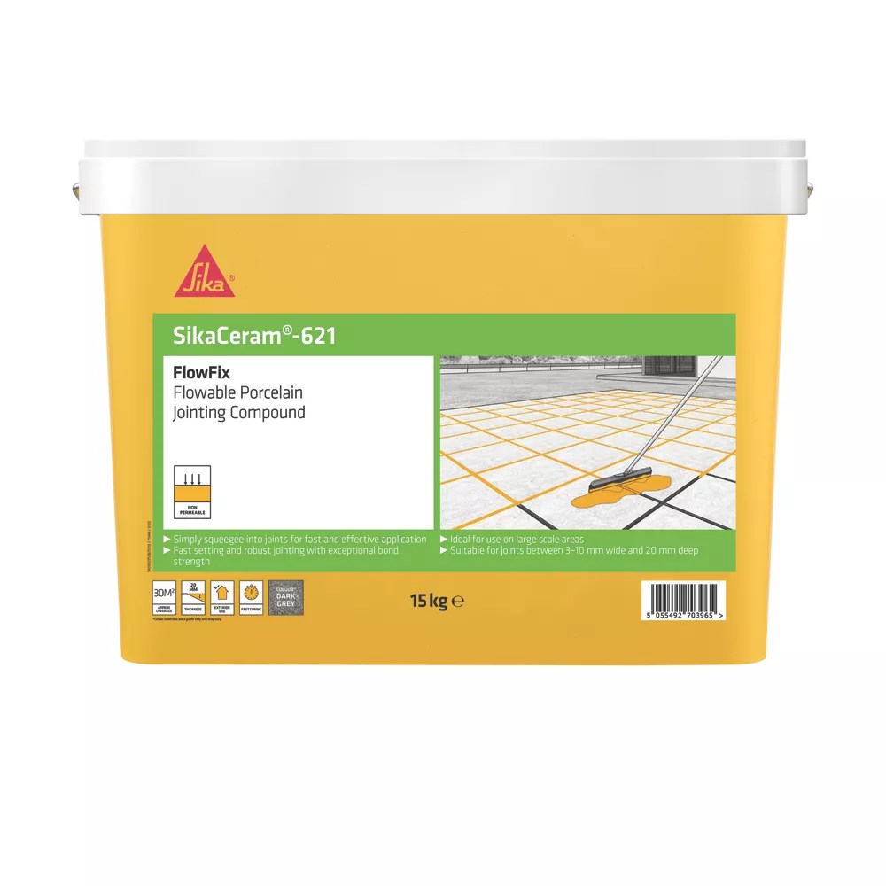 Sika Jointing Compound for Porcelain Paving Dark Grey 15kg Screwfix