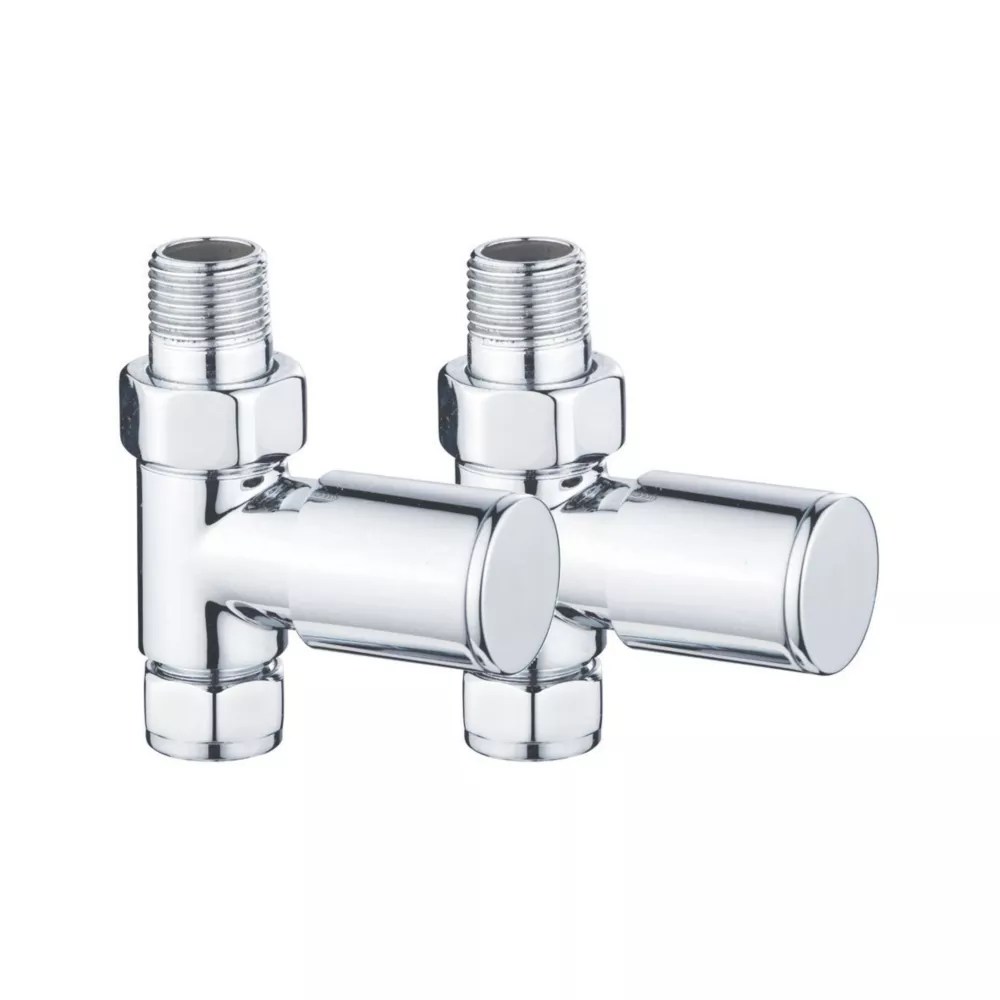 Towelrads Chrome Straight Manual Designer Radiator Valves 15mm x 1/2" 2