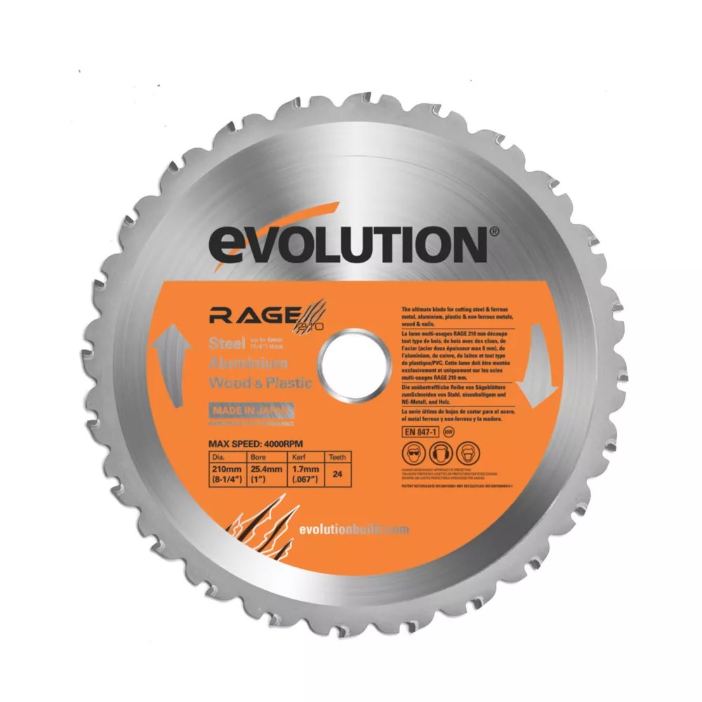 Evolution MultiMaterial Circular Saw Blade 210mm x 25.4mm 24T Screwfix