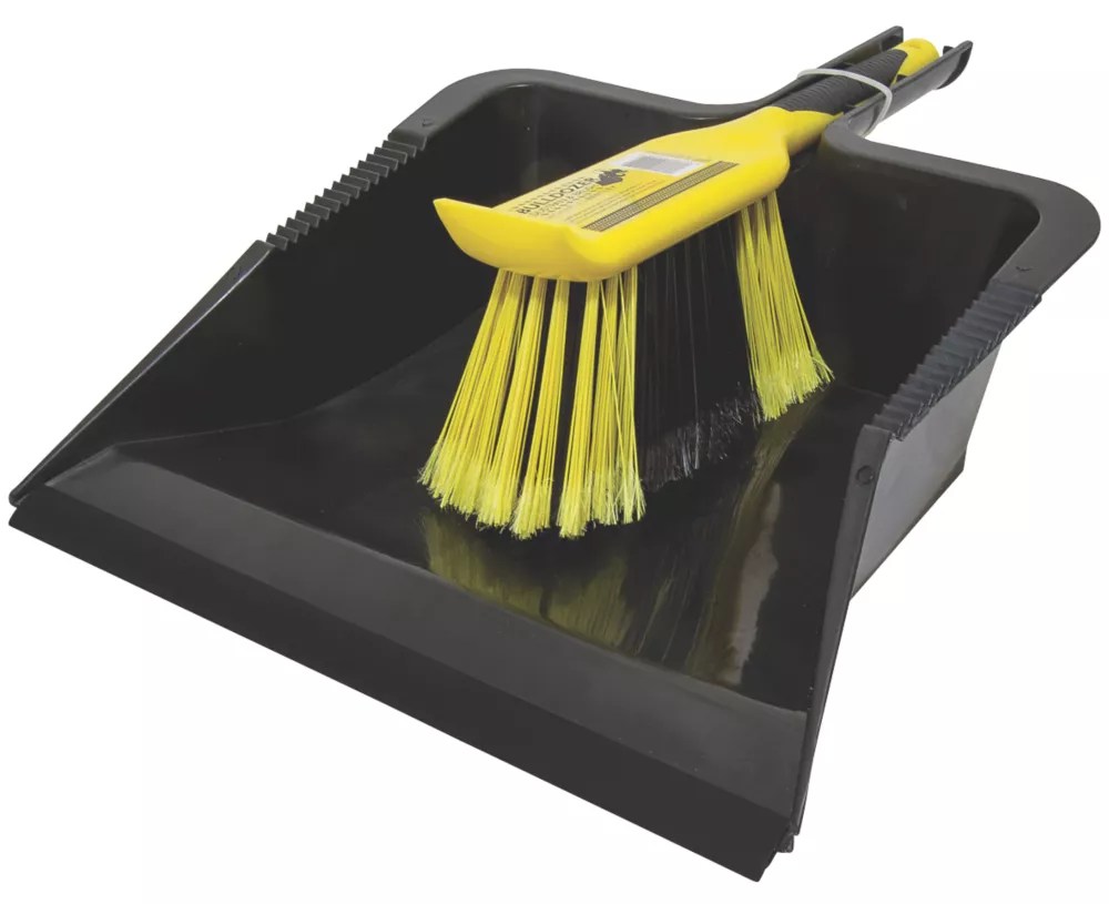 Bulldozer Large Dustpan & Brush Black / Yellow Screwfix