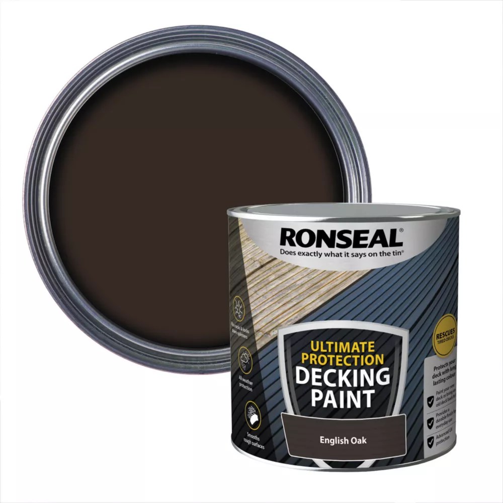 Ronseal Ultimate Protection 2.5Ltr English Oak Decking Paint Screwfix