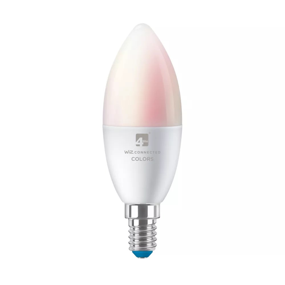 4lite E14 Candle RGB & White LED Smart Light Bulb 4.9W 470lm 2 Pack