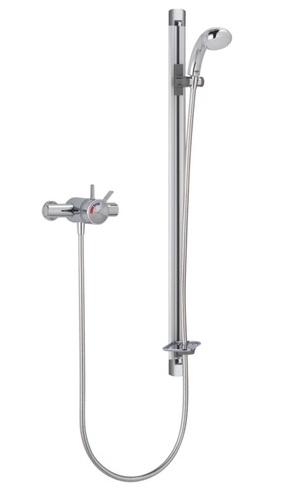 Mira Select Flex RearFed Exposed Chrome/Brushed Chrome Thermostatic Mixer Shower Screwfix