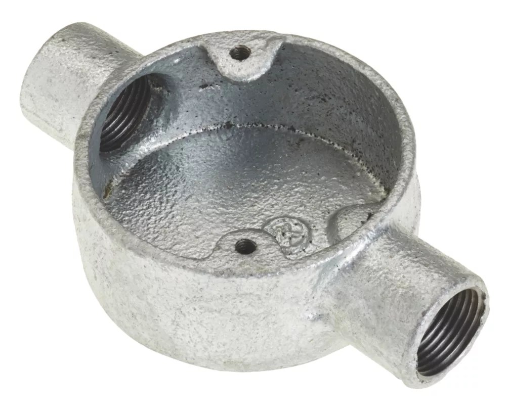Deta 2 Way 20mm Through Conduit Box Galvanised Screwfix