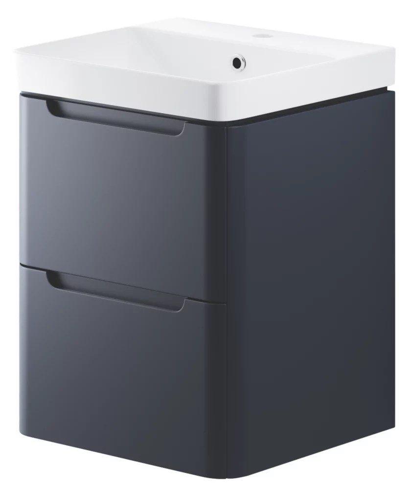 WallHung Vanity Unit & Basin Matt Indigo 500mm x 460mm x 662mm Screwfix