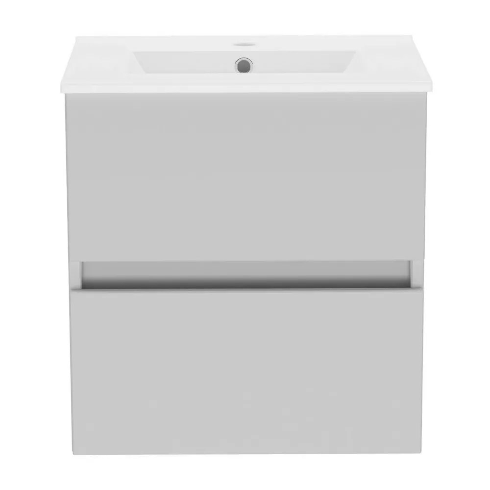 Newland Double Drawer WallMounted Vanity Unit with Basin Matt Pearl