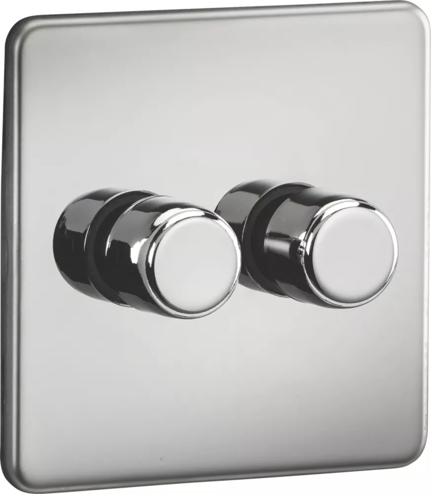 Knightsbridge 2Gang 2Way LED Dimmer Switch Polished Chrome Screwfix