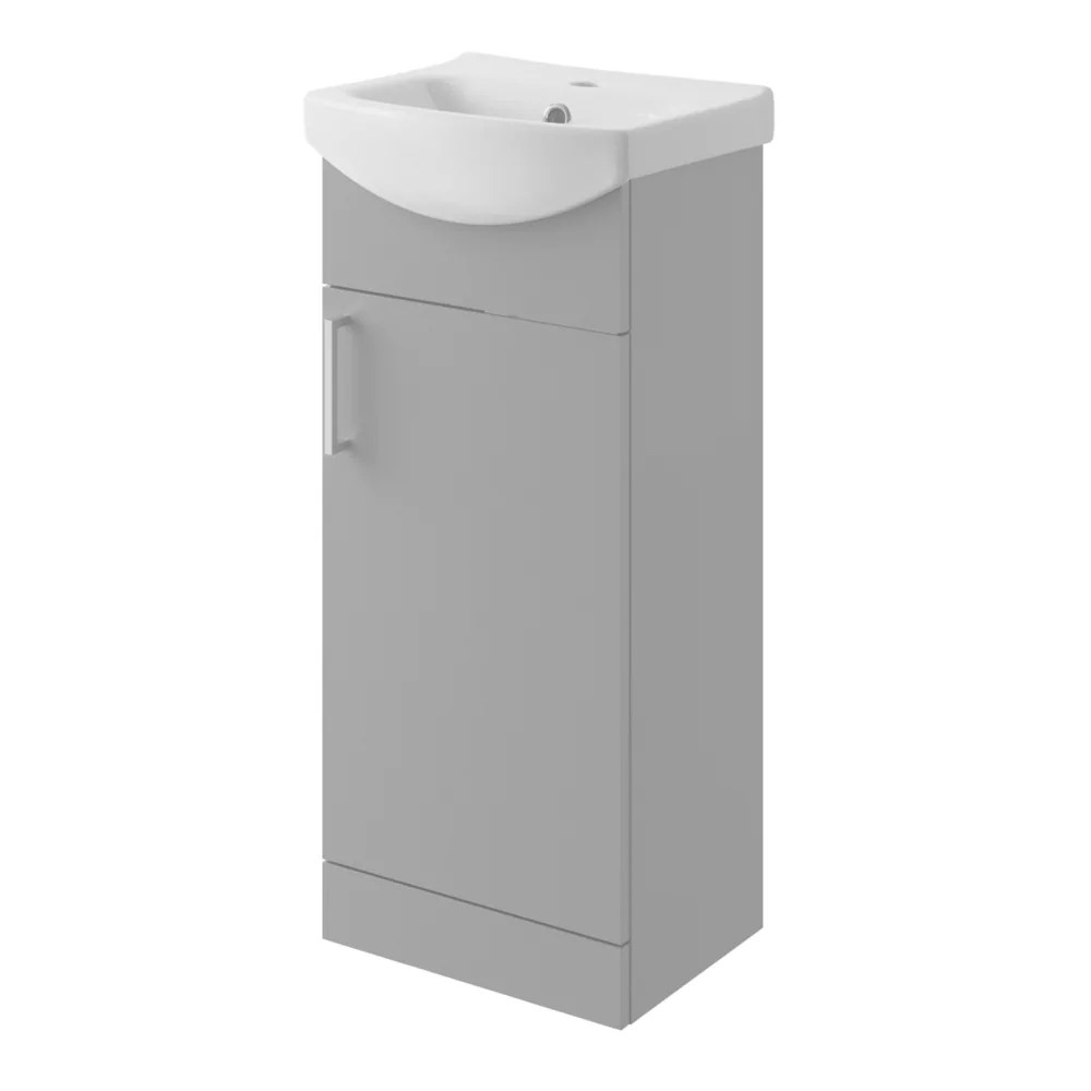 Veleka Vanity Unit & Basin Set Gloss Grey 400mm x 320mm x 880mm Screwfix