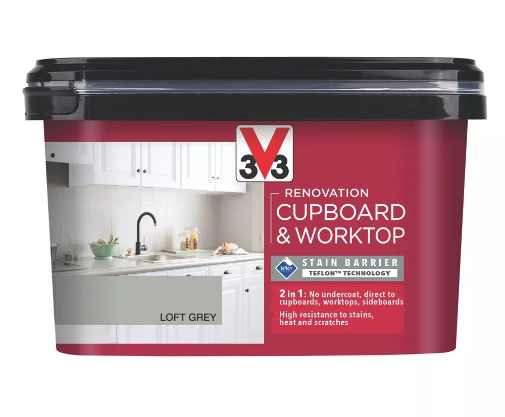 V33 2Ltr Loft Grey Satin Kitchen Cupboard Paint Screwfix