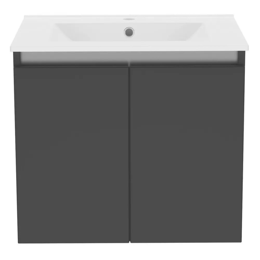 Newland Double Door WallMounted Vanity Unit with Basin Matt Midnight