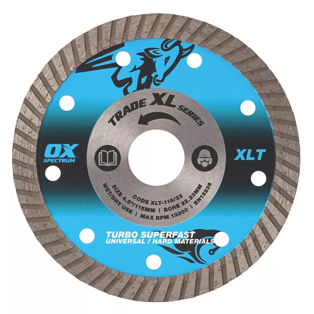 OX XL Turbo Masonry Diamond Blade 115mm x 22.23mm Screwfix