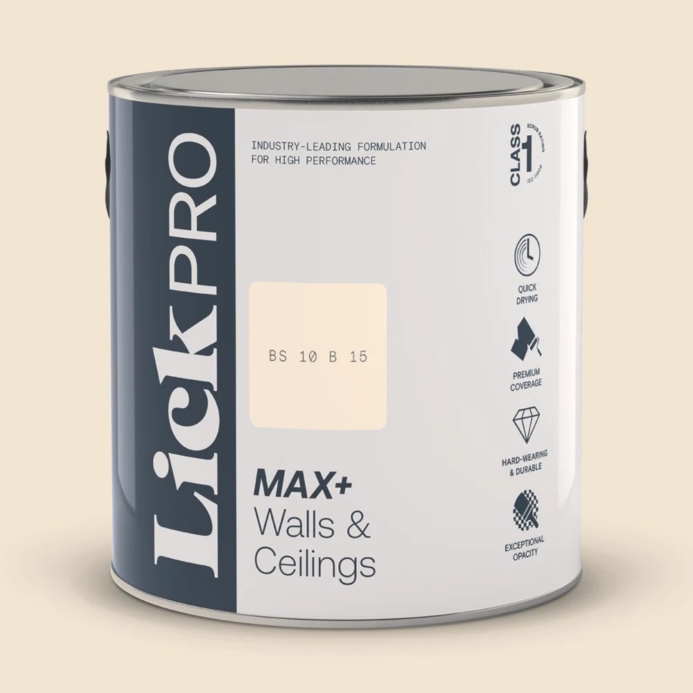 LickPro Max+ 2.5Ltr White BS 10 B 15 Eggshell Emulsion Paint Screwfix