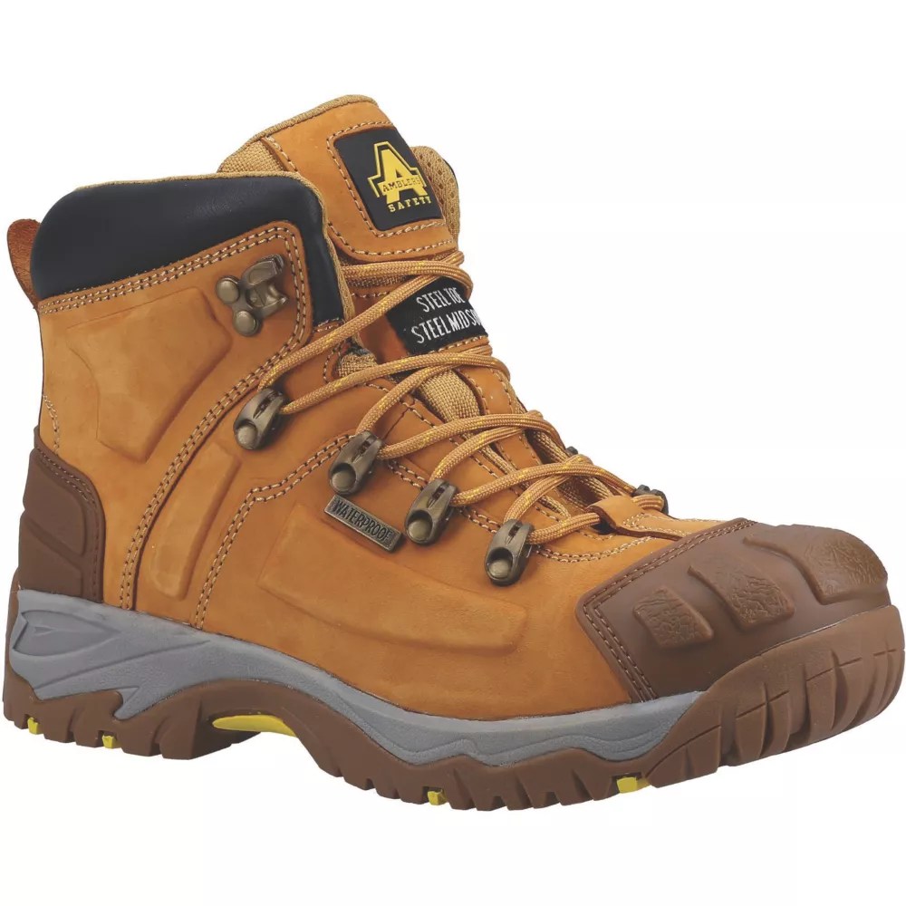 Amblers 33 Size 11 Honey Waterproof Steel Toe Cap Safety Boots Screwfix