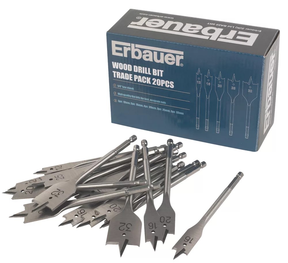 Erbauer Wood Drill Bit Trade Pack 20 Pcs Screwfix