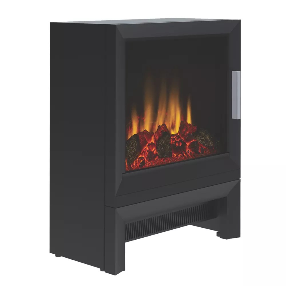Be Modern Qube Matt Black Electric Stove 435mm x 560mm Screwfix