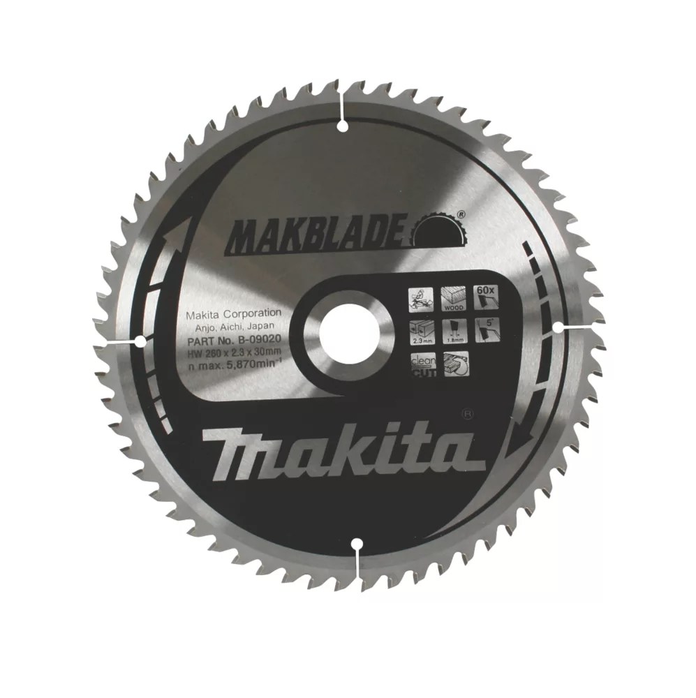 Makita Wood TCT Circular Saw Blade 260 x 30mm 60T Screwfix