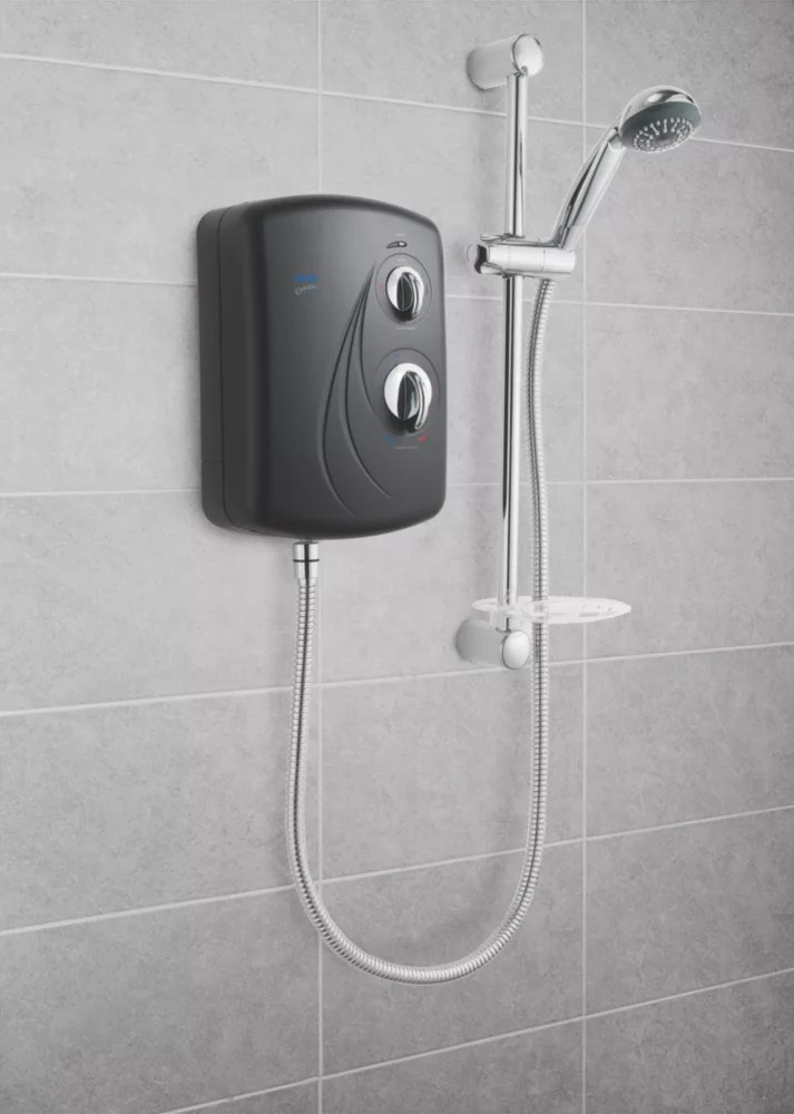 Triton Enrich Black / Chrome 9.5kW Manual Electric Shower Screwfix