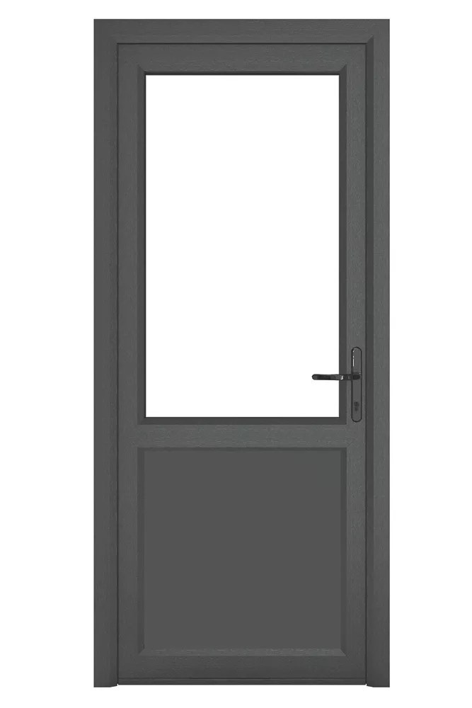 Crystal 1Panel 1Clear Light LeftHanded Anthracite Grey uPVC Back