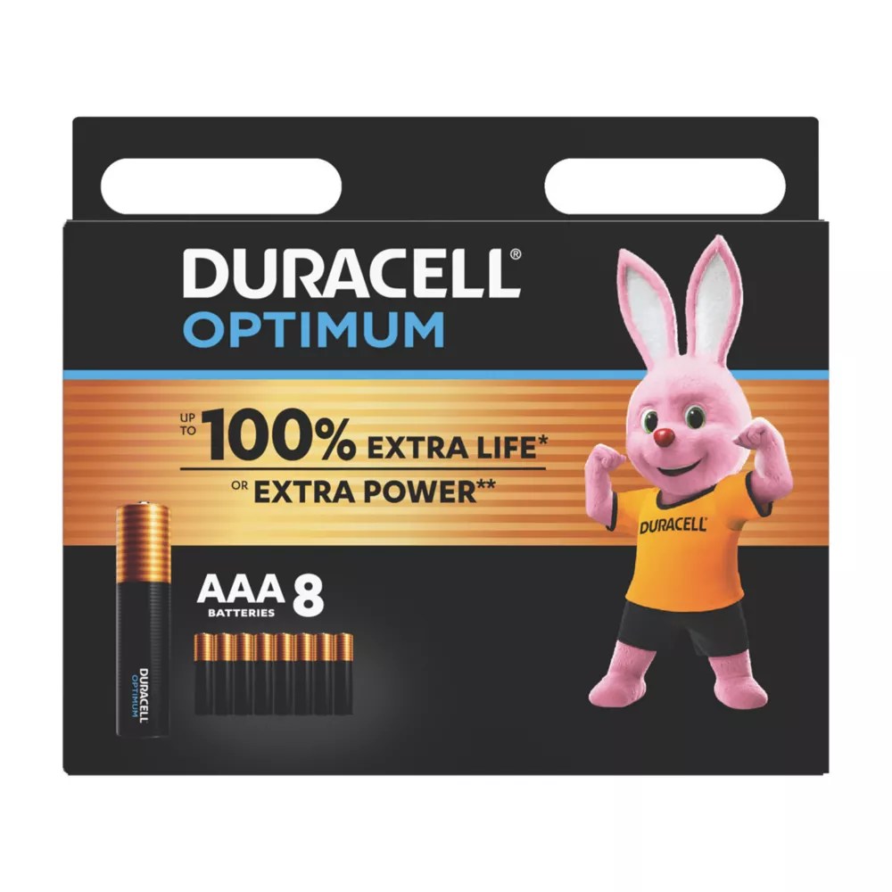 Duracell Optimum AAA Alkaline Batteries 8 Pack Screwfix