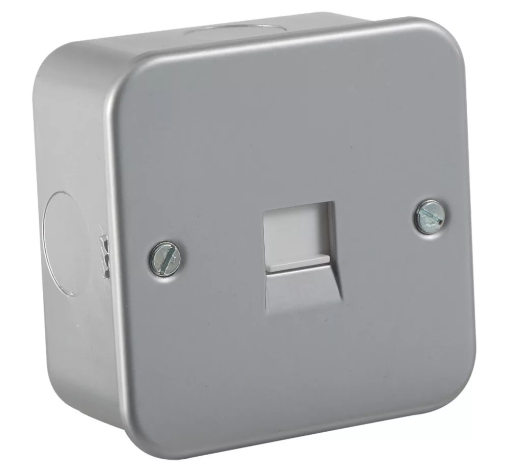 Knightsbridge Metal Clad Telephone Extension Socket Grey with White