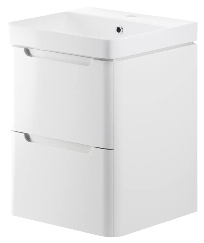 WallHung Vanity Unit & Basin Gloss White 500mm x 460mm x 662mm Screwfix