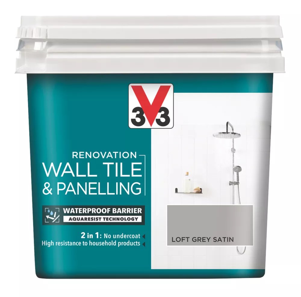 V33 Satin Loft Grey Acrylic Wall Tile & Panelling Paint 750ml Screwfix