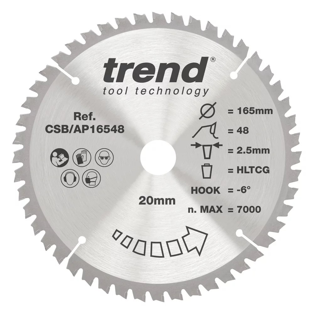 Trend CraftPro Aluminium/Plastic Circular Saw Blade 165mm x 20mm 48T