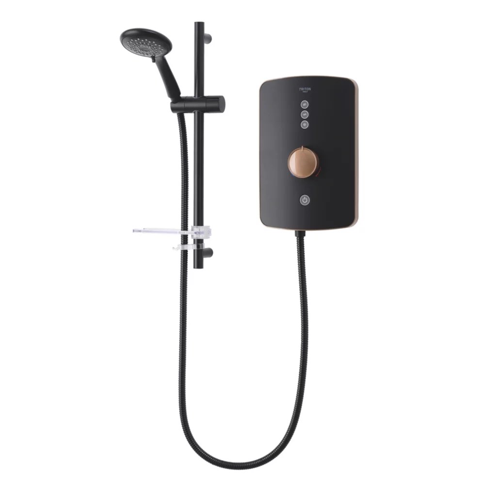 Triton Amala Black with Copper Accents 8.5kW Electric Shower Screwfix