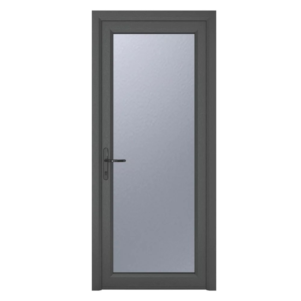 Crystal Fully Glazed 1Obscure Light RightHanded Anthracite Grey uPVC