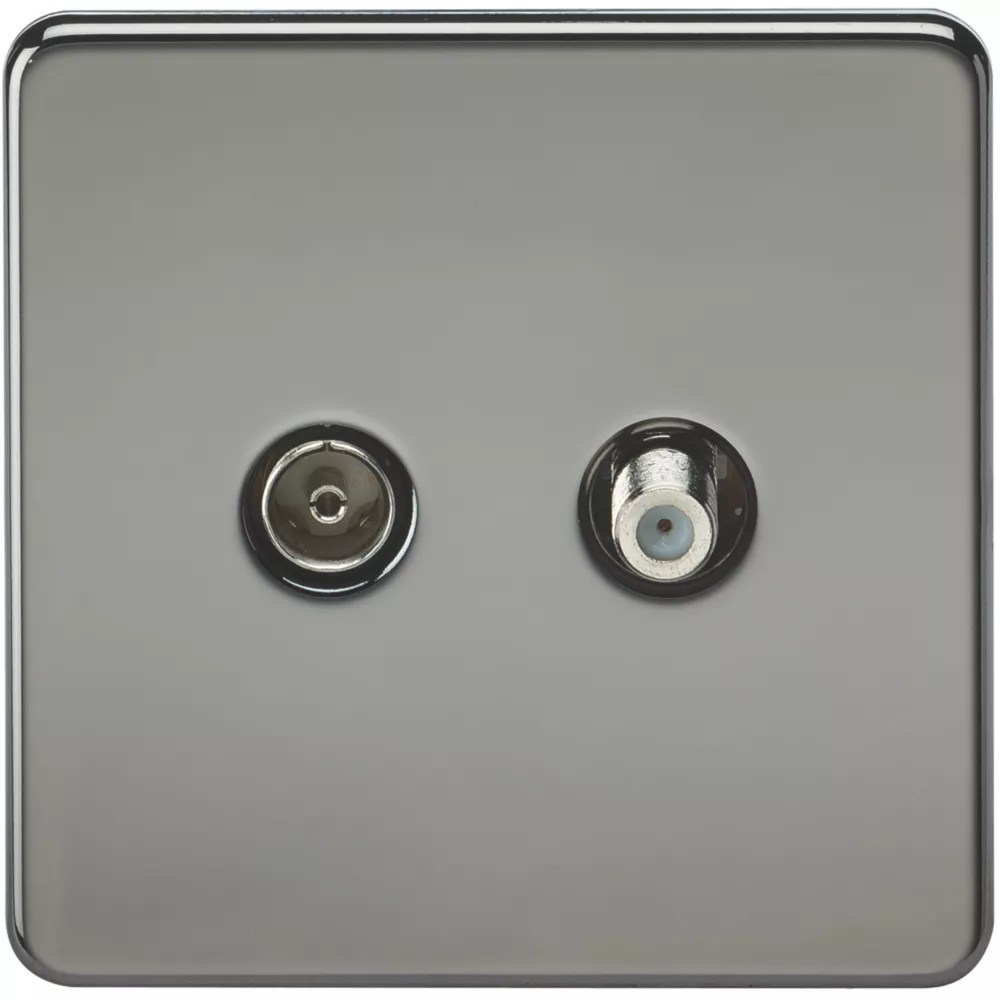 Knightsbridge 2Gang Isolated Coaxial TV & FType Satellite Socket