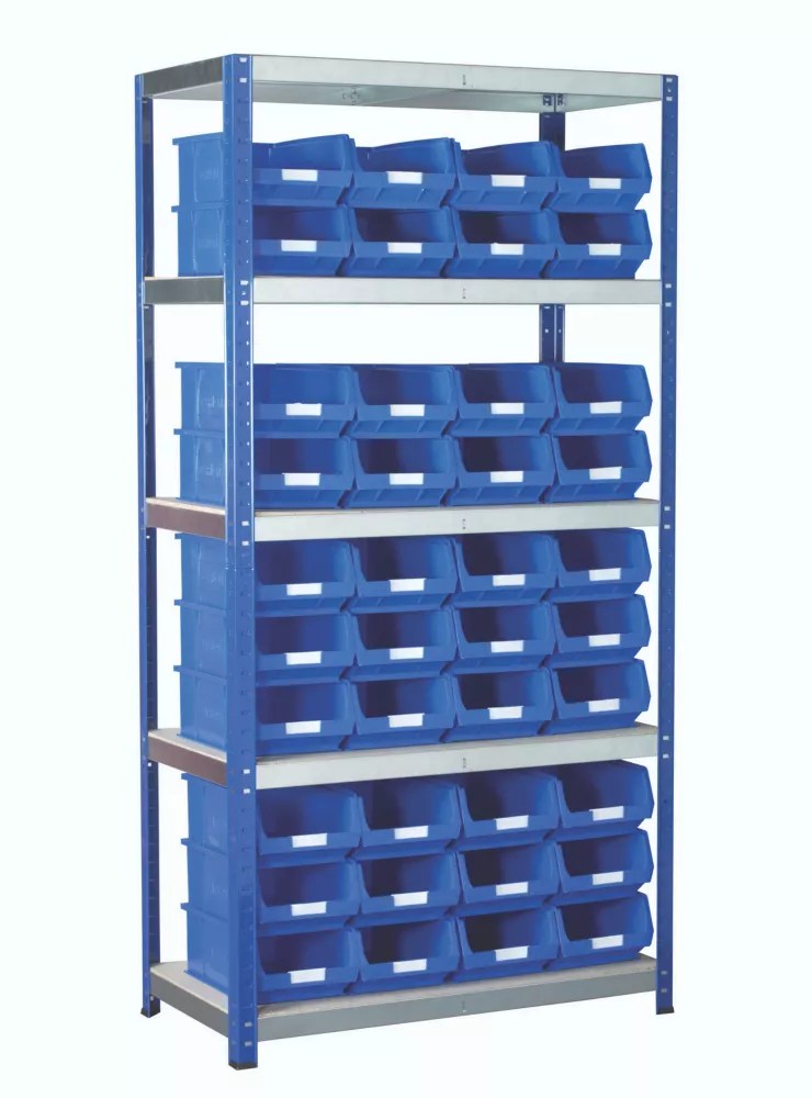 Barton Ecorax 5Tier PowderCoated Steel Shelving with Containers 900mm
