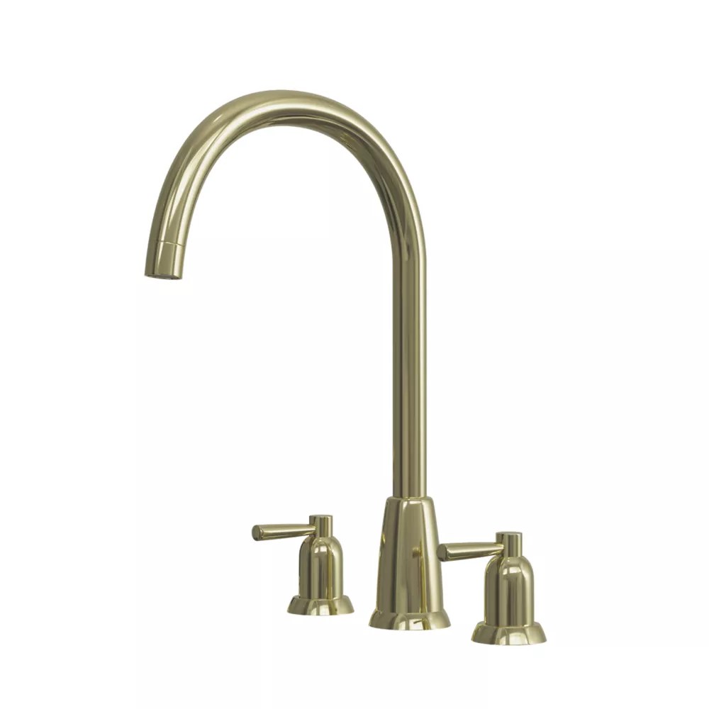 ETAL Cuthbert Dual Lever 3Hole Kitchen Tap Polished Brass Screwfix