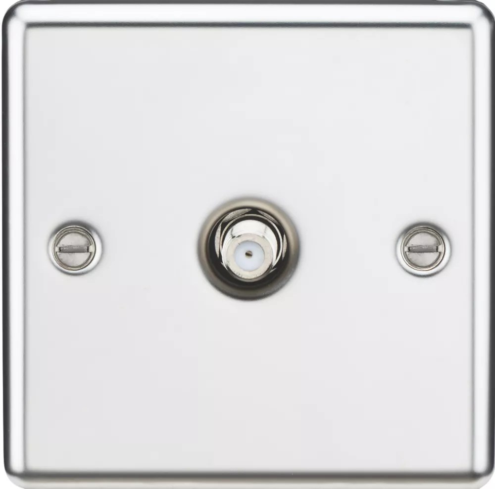 Knightsbridge 1Gang FType Satellite Socket Polished Chrome Screwfix