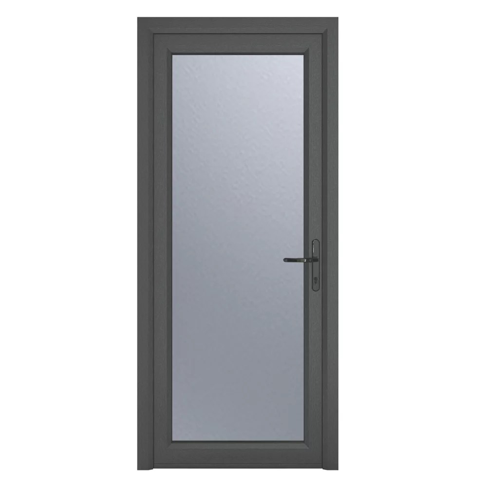 Crystal Fully Glazed 1Obscure Light LH Anthracite Grey uPVC Back Door