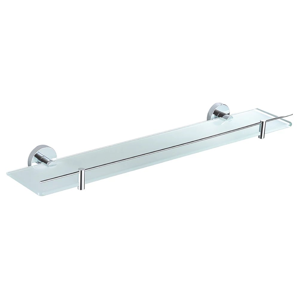 Aqualux Perth Chrome Brass Glass Shelf 635mm x 70mm x 145mm Screwfix