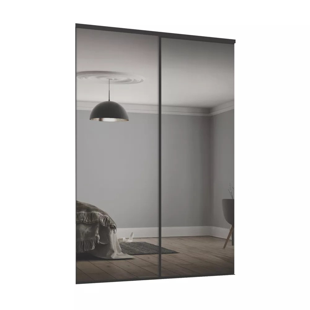 Spacepro Classic 2Door Framed Sliding Mirror Wardrobe Doors Black