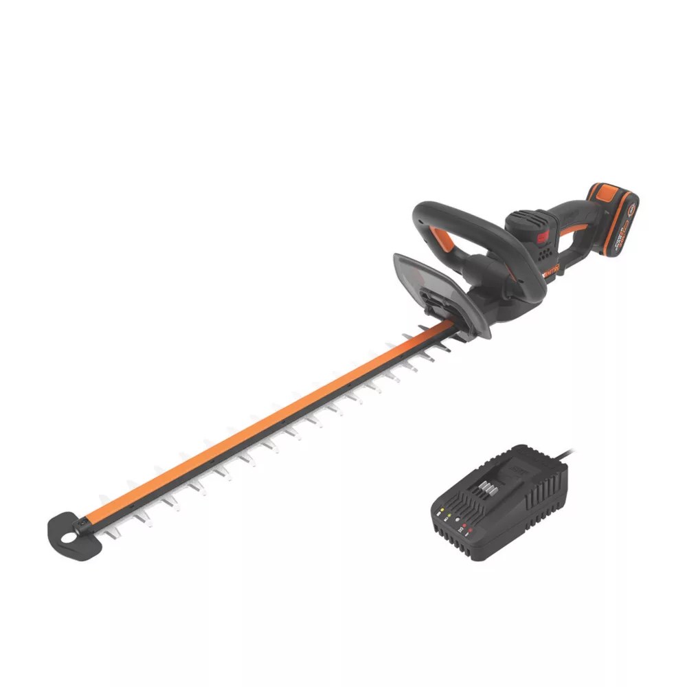 Worx WG263E 56cm 20V 1 x 4.0Ah Lithium PowerShare Brushless Cordless Hedge Trimmer Screwfix