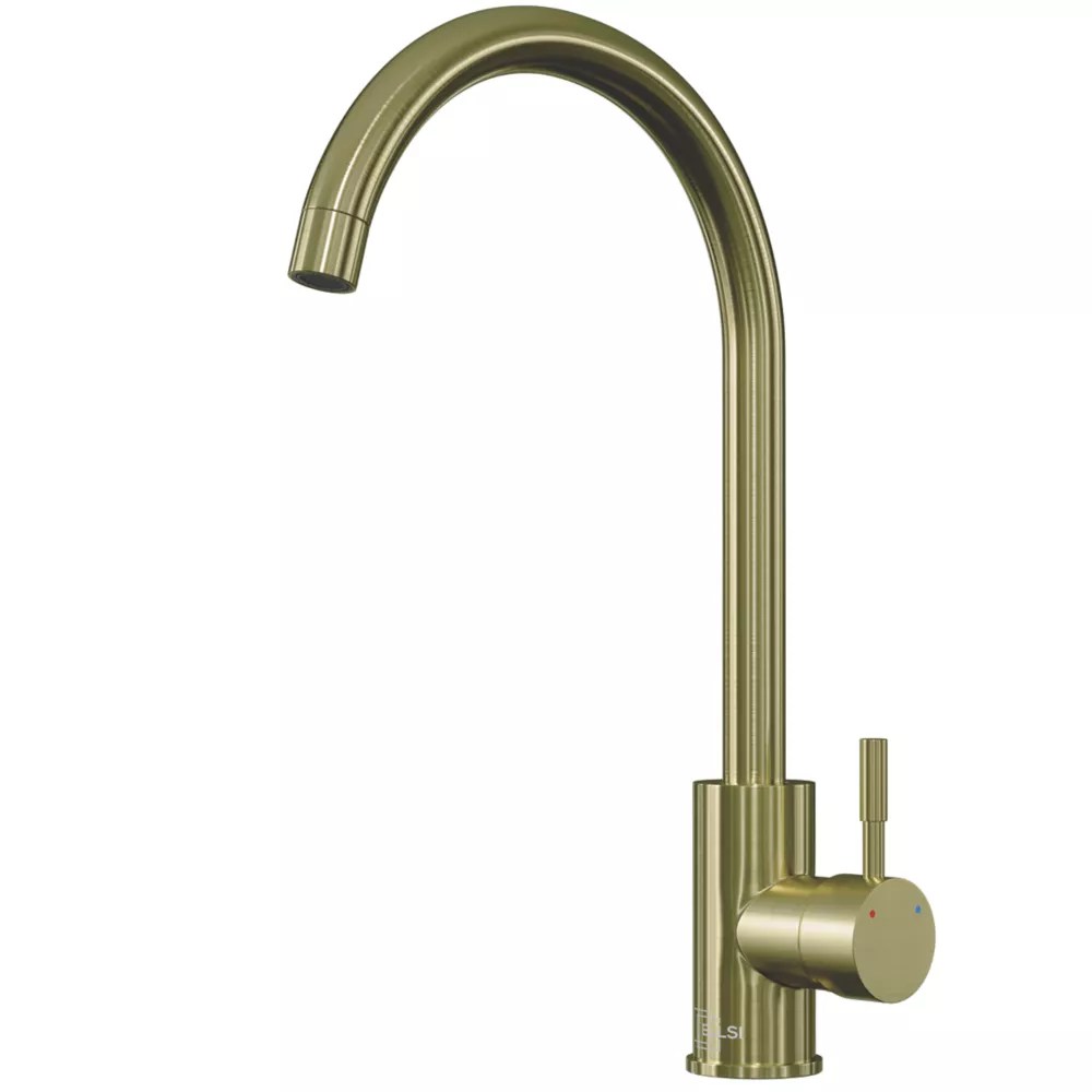 ETAL Holly Single Lever Kitchen Mixer Tap Brushed Brass Screwfix