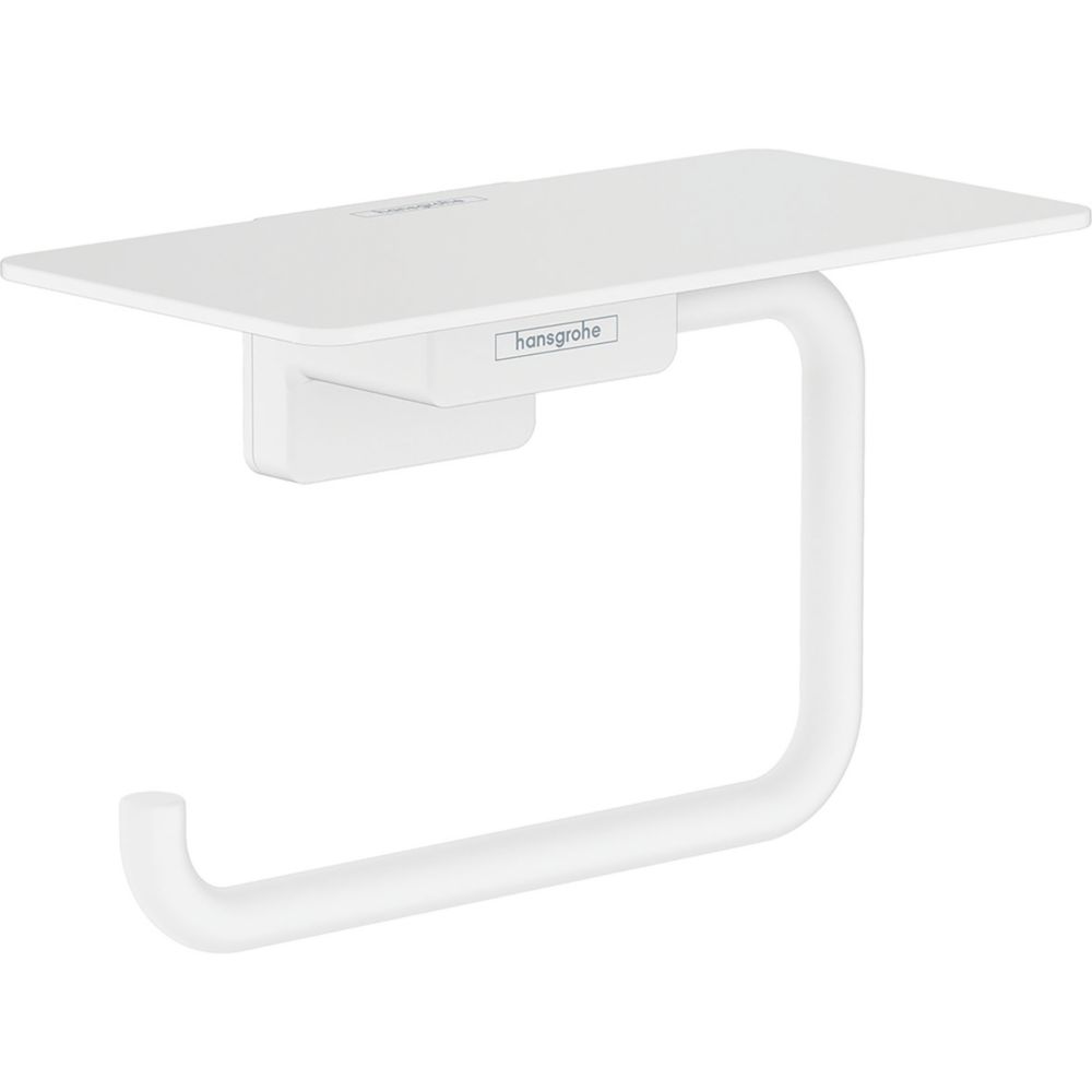 Hansgrohe AddStoris Toilet Roll Holder with Shelf Matt White Screwfix