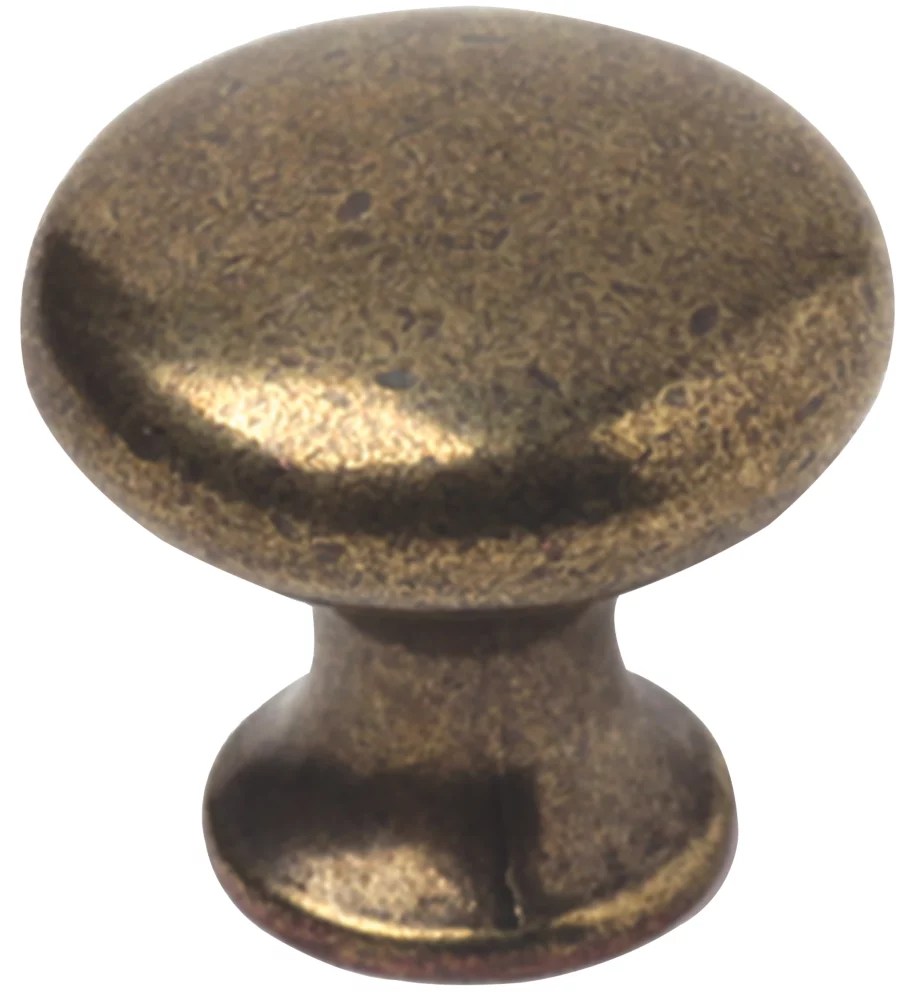Essentials Decorative Round Knobs Antique Brass 30mm 2 Pack