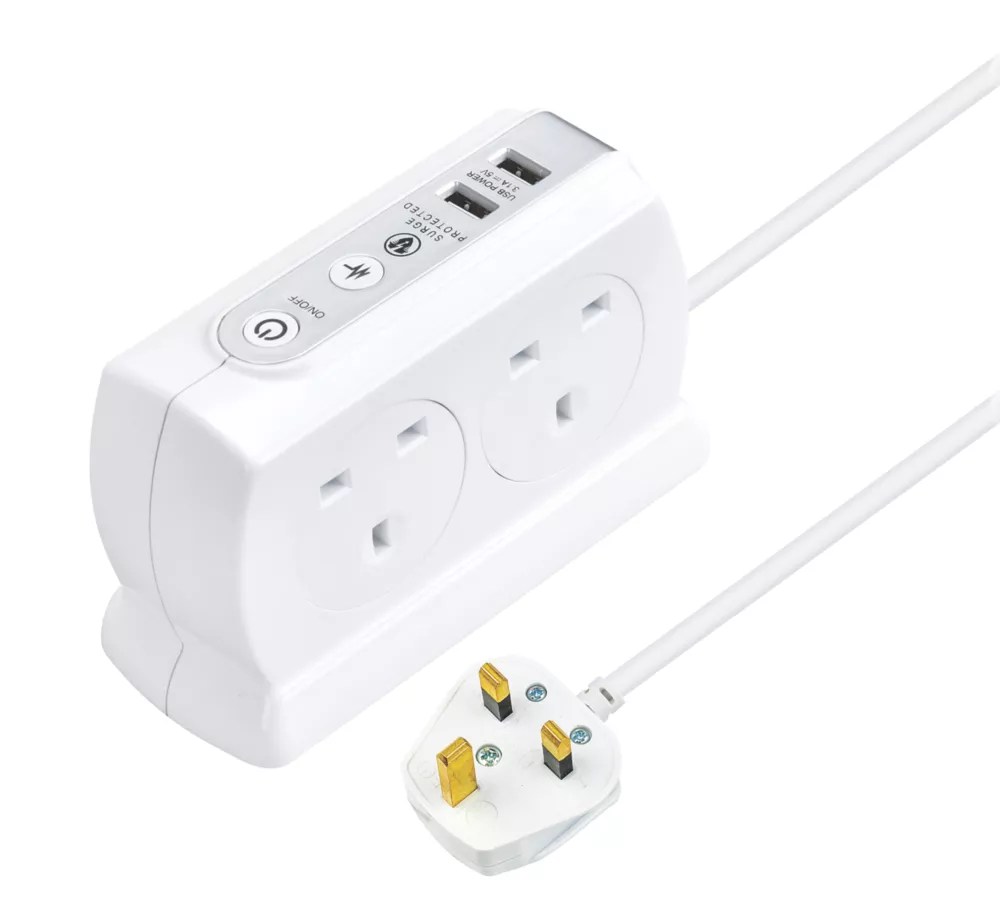 Masterplug 13A 4Gang Switched SurgeProtected Compact Extension Lead