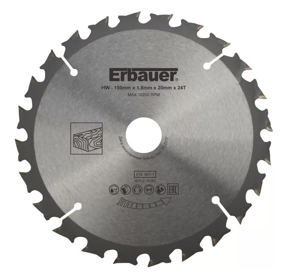 Erbauer Wood TCT Saw Blade 150mm x 20mm 24T Screwfix