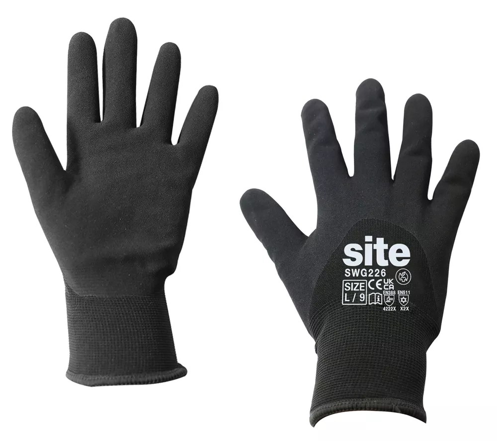 Site Thermal Nitrile Gloves Black Large Screwfix