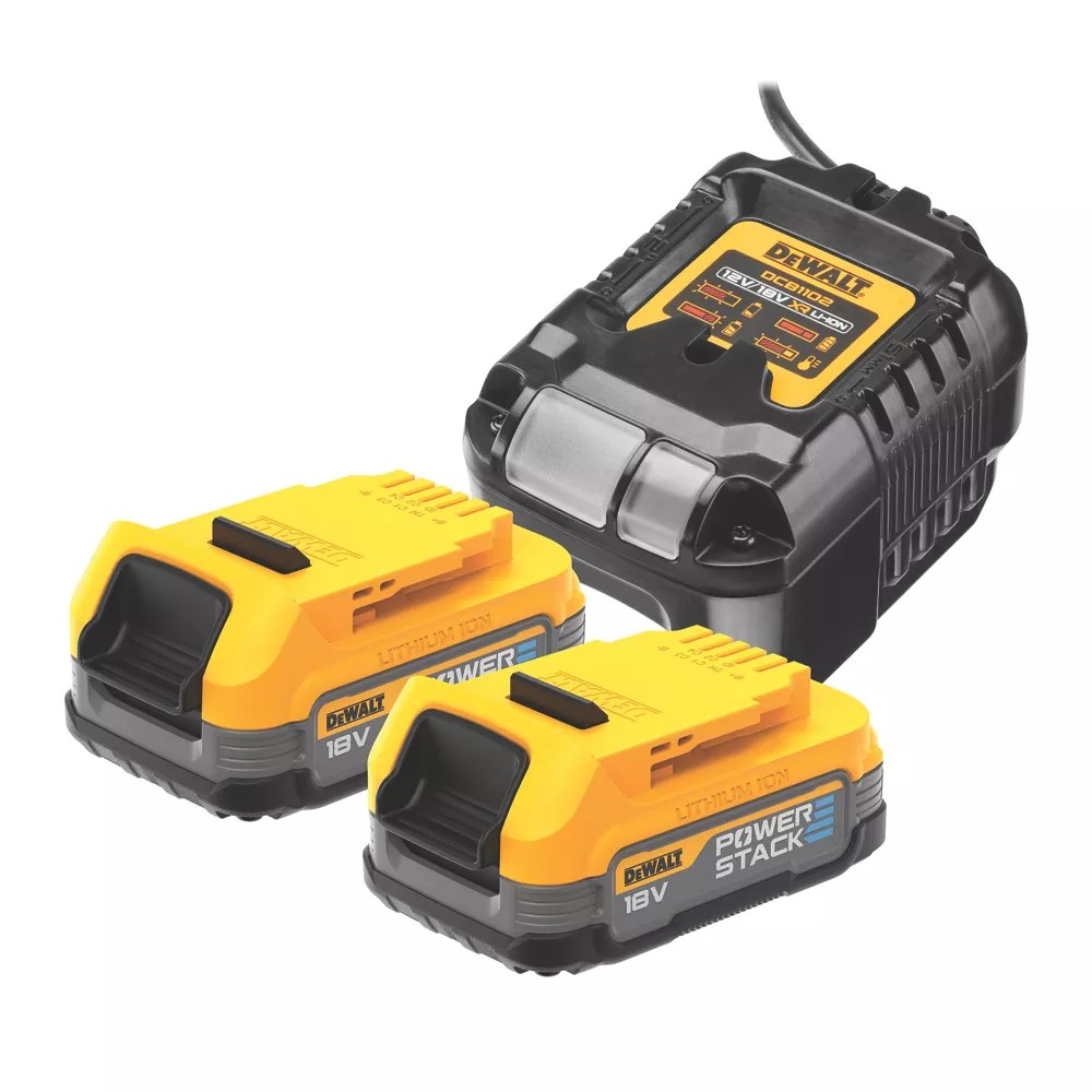 DeWalt DCB1102E2GB 18V 1.7Ah LiIon PowerStack Battery & Charger Kit