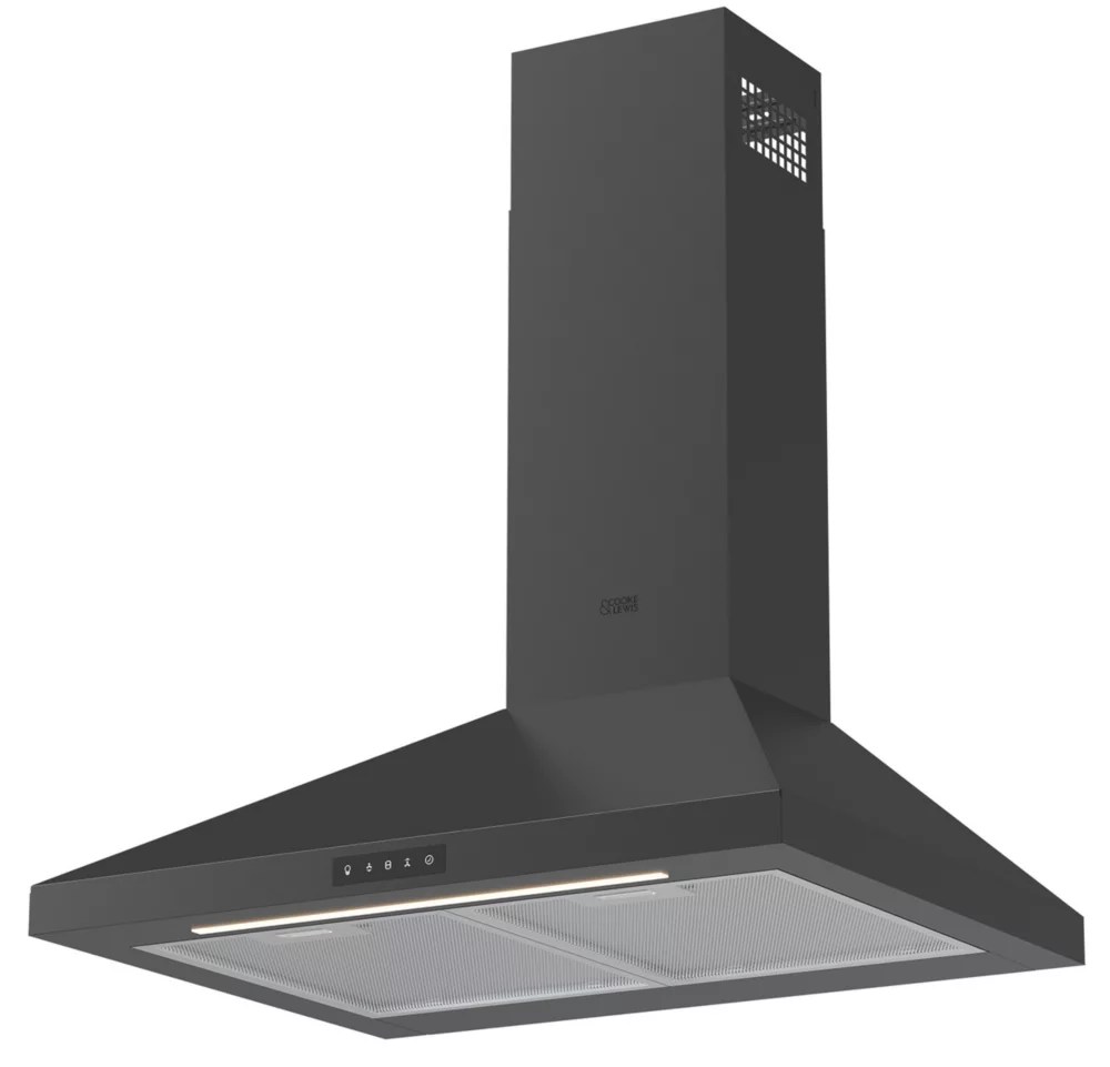 Cooke & Lewis Chimney Hood Black 598mm Screwfix