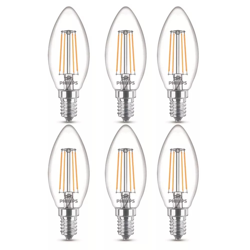 Philips E14 Candle LED Light Bulb 470lm 4W 6 Pack Screwfix