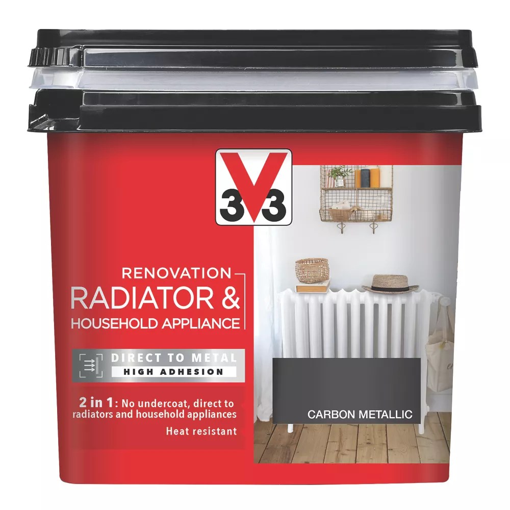 V33 750ml Carbon Metallic Heat Resistant Radiator & Appliance Paint Screwfix